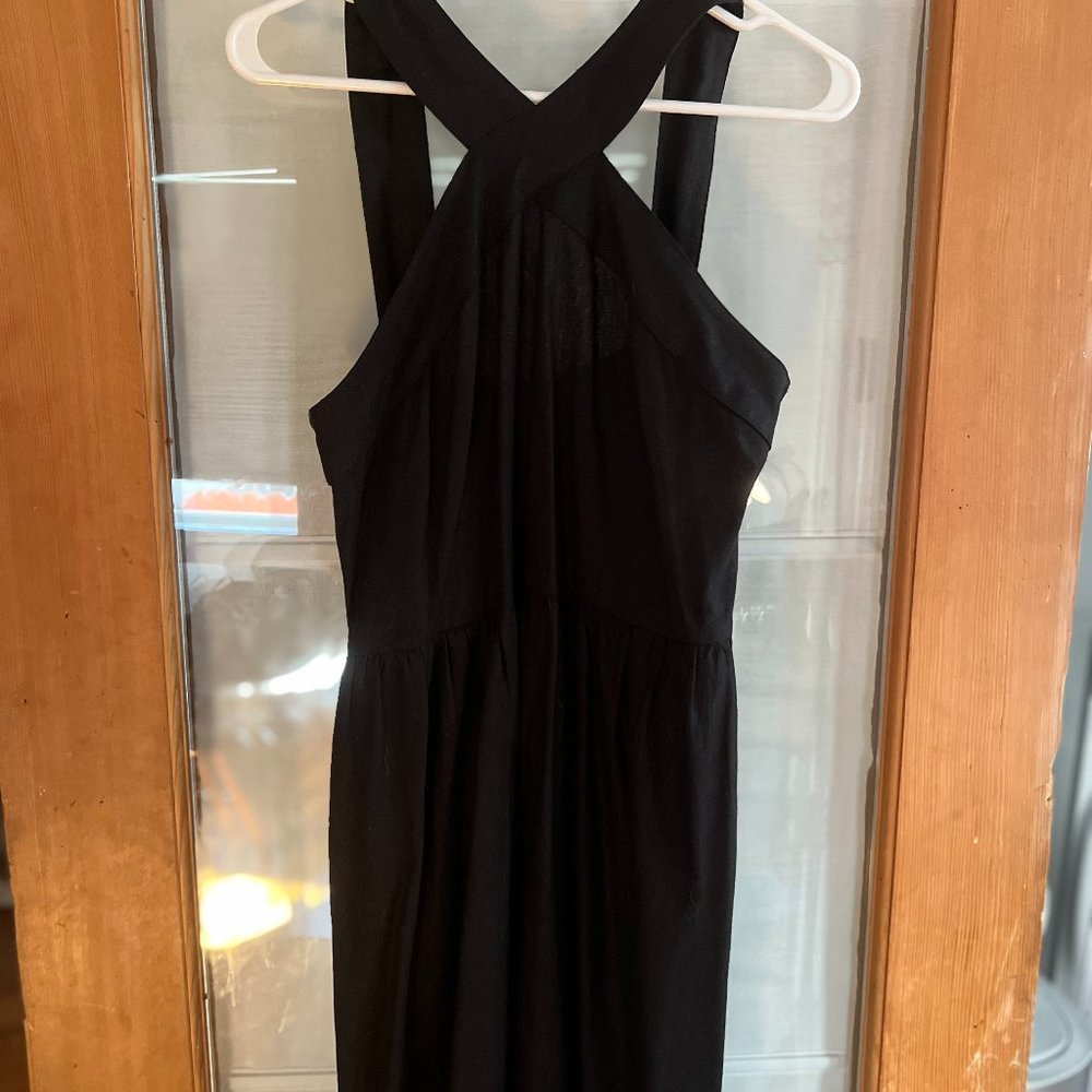 *LIKE NEW* Black High-Neck Criss-Cross Black Midi Dress